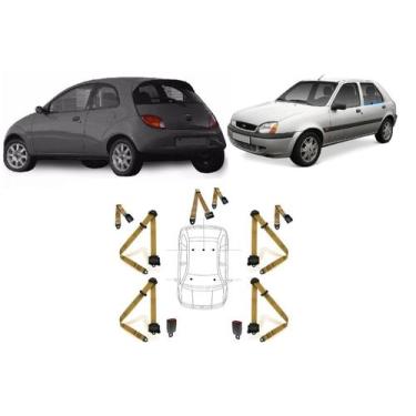 Imagem de Kit cinto de segurança COMPLETO para FORD FIESTA + fechos - HCML, Bege
