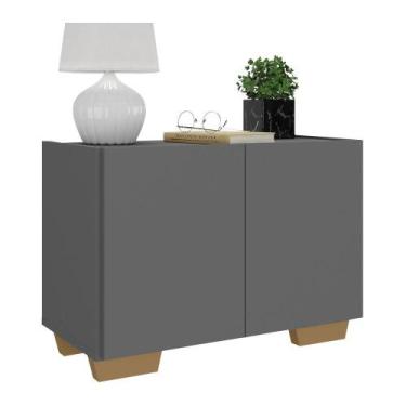 Imagem de Mesa de Cabeceira com Pés 2 Portas Multimóveis MP4134, Grafite/Natural