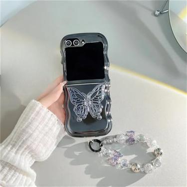 Imagem de Capa galvanizada com suporte de telefone borboleta para Samsung Galaxy Z Flip 6 5 4 3 Capa traseira protetora para ZFlip4 ZFlip5 ZFlip6 Case, case chain3, para Z Flip 5