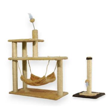 Imagem de Arranhador Para Gatos 3 Plataformas Rede E Brinquedos Poste P Torre Si
