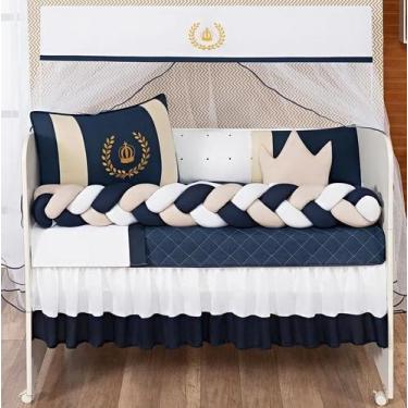 Imagem de Kit Berço Completo 14 Peças Para Menino Coroa Luxo Saia Box - Beatriz 