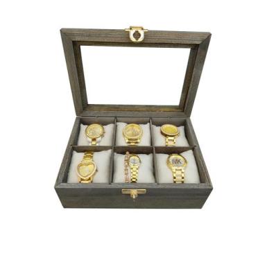 Imagem de Estojo/Caixa Ébano Rústica P/06 Relógios - Hobby Artesanato