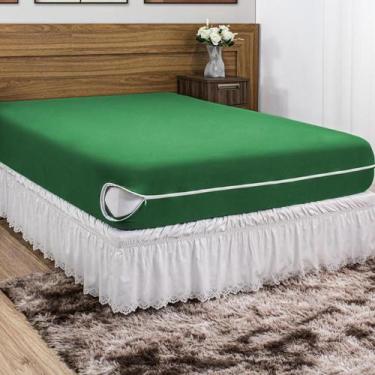 Imagem de Capa De Colchão Queen Casal Em Malha Gel (Helanca) e Zíper Prático - E