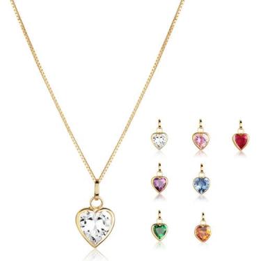 Imagem de Corrente Veneziana + Pingente Ponto de Luz Coração 6mm Ouro 18k - AGAP