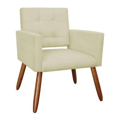Imagem de Poltrona Camila Pés Palito Suede Bege - Vallisa Decor