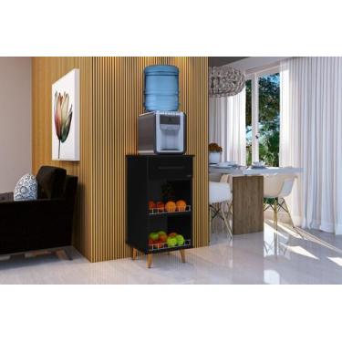 Imagem de Balcão / Fruteira Para Bebedouro FE Estilo Retrô Com Gaveta Cor Preto 