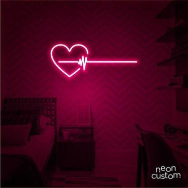 Imagem de luminaria letreiro Neon Led Coraçao Grafico 80x30 luminoso decoração p