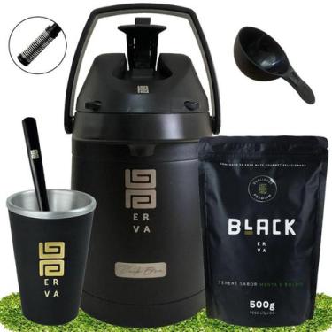 Imagem de Kit Tereré Black Erva Garrafa 2,5L Cuia Erva Menta E Boldo