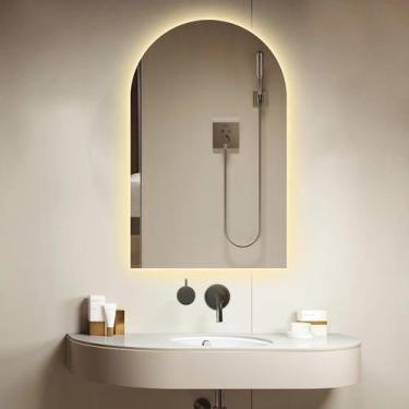 Imagem de Espelho lapidado Arco Janelinha Iluminado com LED Quente - 60x80cm - W