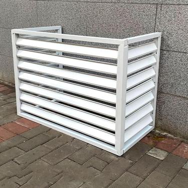 Imagem de Cerca de privacidade de ar condicionado, tampa de alumínio para ar condicionado e bomba de calor, caixa independente para cobrir lixo ou unidades AC para fora para esconder ar condicionado, branco,