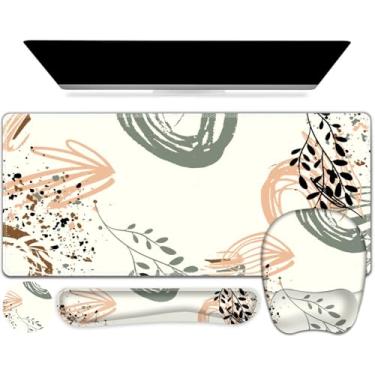 Imagem de NXZGO Mouse pad grande com suporte de pulso, conjunto 4 em 1, 2GG grande jogo mousepad + teclado descanso de pulso + mouse descanso de pulso + porta-copos tapete ergonômico para jogos em casa,