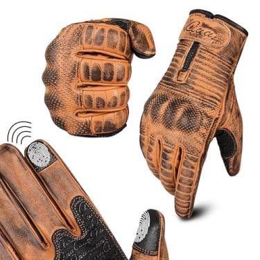 Imagem de aaasportx Luvas de motocicleta masculinas de couro para motocicleta com função de tela sensível ao toque - Protetores Luvas de motocicleta para todos os climas Luvas de motocicleta com almofadas antiderrapantes (2GG)