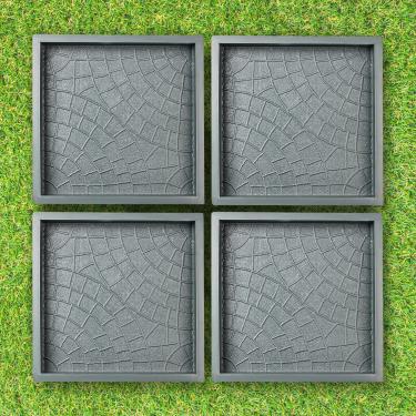 Imagem de BETONEX Conjunto de moldes de plástico para concreto, molde de pavimentação de pátio, 5 peças de plástico – Moldes de concreto pré-moldados e formas de carimbo para passarelas – Moldes de pedra de lajar para concreto, reutilizável