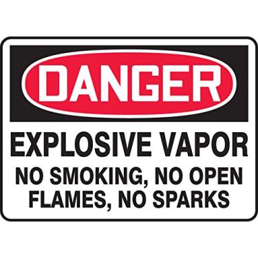 Imagem de Accuform Placa adesiva MCHL104XV Legend "Danger Explosive Vapor NO Smoking, NO Open Flames, NO Sparks", 25,4 cm de altura, 35,5 cm de largura, 25,4 cm de comprimento, 0 cm de espessura, Dura-Vinyl,