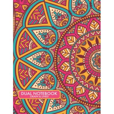 Imagem de Dual Notebook: Graph & Line Paper in the Same Page for Writing Note & Drafting, Draw, Creativity Work, Study