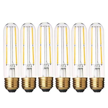 Imagem de YFXRLIGHT Lâmpada Tubular Led Edison T10 Regulável de 4 W, Luz Do Dia Branca 4000 K, Lâmpada de Filamento Led Vintage, Base Média E26, Lâmpada Equivalente A 40 Watts, 400 Lm, Tampa (6 Unidades (Pacote