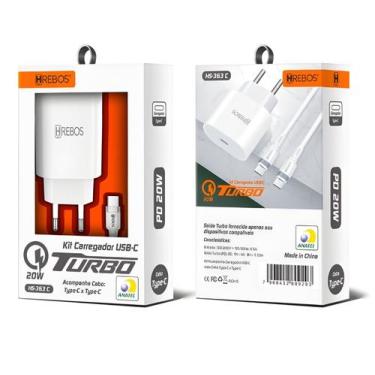 Imagem de Carregador Fonte Turbo USB-C Saída Tipo C 20W HS-363 - Hrebos
