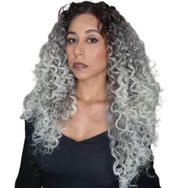 Imagem de Peruca Lace Front Cacheada Platinada Fibra Premium - Janet Colection