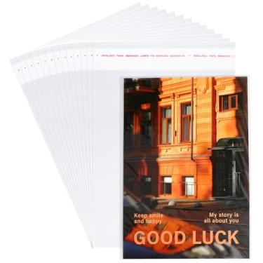 Imagem de Miraclekoo 200 peças de cartões de felicitações de 13 x 18 cm de espessura, mangas de plástico transparente, sacos autovedantes para celofane - serve para cartões de 13 x 18 cm envelope A6 A7 fotos