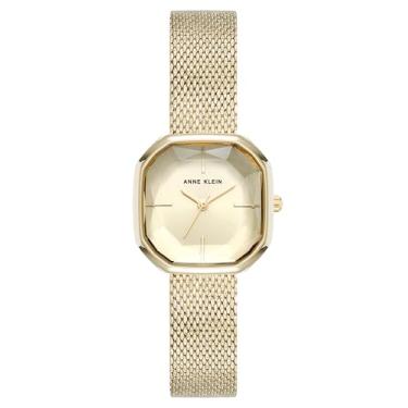 Imagem de Anne Klein Relógio feminino com pulseira de malha, Dourado