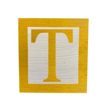 Imagem de Cubo Branco Letra Amarela com Aplique Festa Chá de Bebê Decoração 8x8x