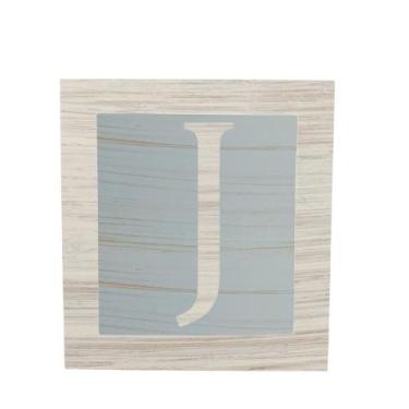 Imagem de Cubo Azul Letra Branca com Aplique Festa Chá de Bebê Decoração 8x8x8 C