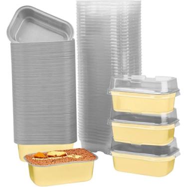 Imagem de ANQIA Pacote com 50 formas de bolo de 170 g com tampas de folha de alumínio para assar, copos descartáveis de cupcake, creme brulee, muffin, cupcake, mini recipientes de cheesecake para festa de