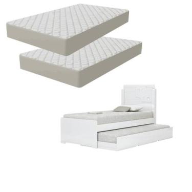 Imagem de Cama de Solteiro com Auxiliar Luiza Madeira MDF Design Moderno com Col