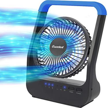Imagem de Ventilador Gazeled, Mesa, Azul, 15", 3 Velocidades, Silencioso, 180° de Rotação, Bateria D-Cell, USB, Temporizador, Para Escritório, Quarto, Ar Livre
