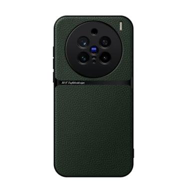 Imagem de Kepuch Capa para Vivo X200 Pro - Litchi Grano Case Placa de Metal Embutida - Verde