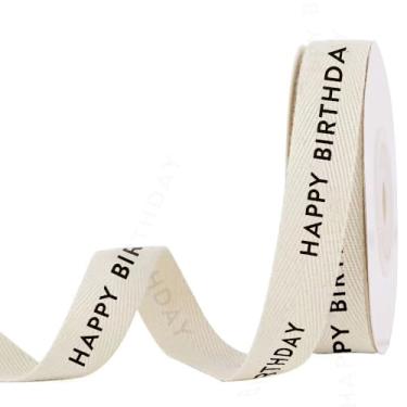 Imagem de Fita de algodão para feliz aniversário, 1,5 cm x 10 metros de algodão marfim branco creme fitas de espinha de peixe fita de tecido macio natural rolo fita de tecido para decoração de casa embrulho de