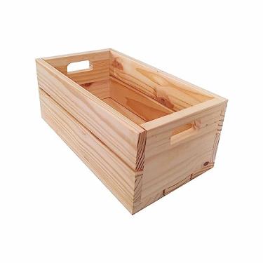 Imagem de Caixote de Feira Decorativo em Madeira Pinus 40cm Cor:NATURAL;Tamanho:40X22X16 CM