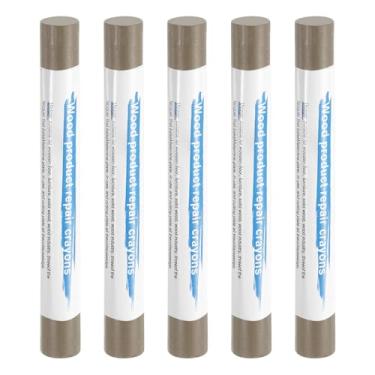 Imagem de HARFINGTON 5 peças de bastões de enchimento de madeira, cera de madeira, retoque de móveis, gizes de cera para reparo de móveis, madeira marrom