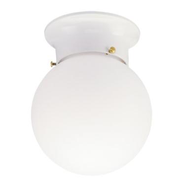Imagem de Westinghouse Lighting 6607-00, Luminária de teto interior branca Westinghouse 660700 com uma luz embutida, acabamento globo de vidro, 1