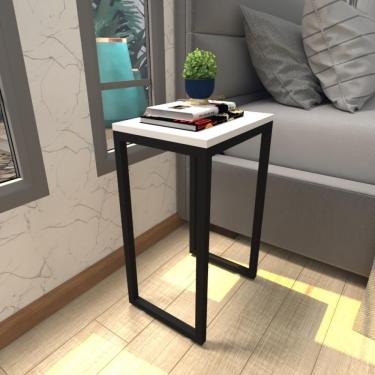 Imagem de Mesa De Cabeceira Industrial Branca Off White Canto Quarto Cabeceira Mesinha Cabeçeira Cabiceira