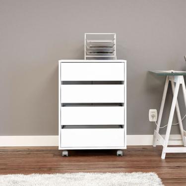 Imagem de Gaveteiro Mauá 4 Gavetas com Rodízios Politorno Branco