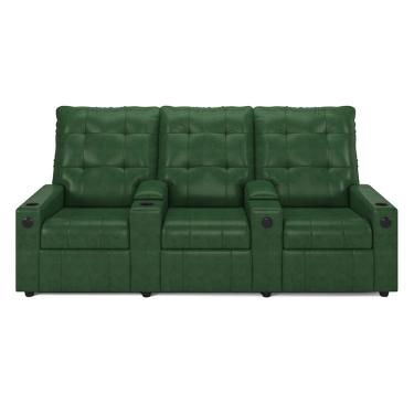 Imagem de Poltrona Do Papai Reclinável Sala De Cinema Barcelona Elétrica Touch Usb Pu Verde Musgo