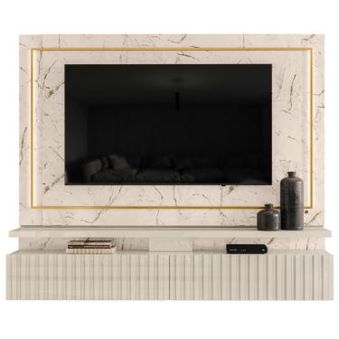 Imagem de Home Frisado Para Tvs 75"com 2 Led Roma Calacata Off White