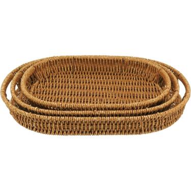 Imagem de Jg 3pç Bandeja Plástico Natural