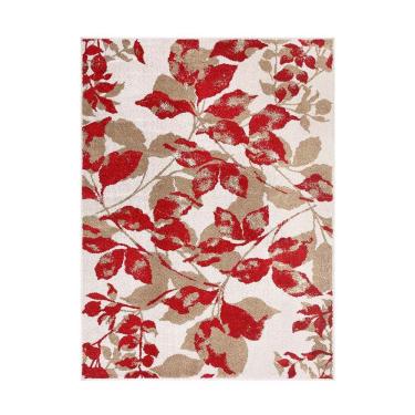 Imagem de Passadeira Classic Leaf 67 Bege Vermelho 0,57x1,80m