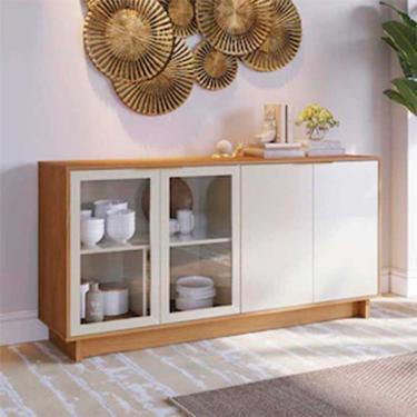 Imagem de Buffet Vitória Com 4 Portas E 4 Prateleiras Colibri Freijó Com Off White