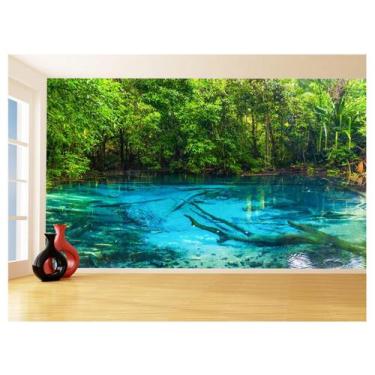 Imagem de Papel De Parede 3D Lago Lagoa Azul Água Árvores 3,5M Nlk151 - Você Dec