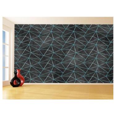Imagem de Papel De Parede Concreto Linhas Azul Turquesa 3,5M Kkt337 - Você Decor