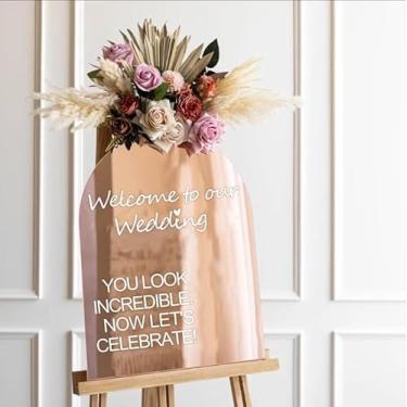 Imagem de 4pcs Wedding Welcome Signs Wedding Stickers Welcome to Our Love Story Sign Decals Selfie Mirror Decals for Party Borad Just Married (White)