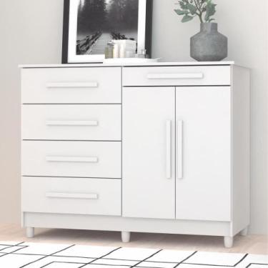 Imagem de Cômoda Muskogee 5 Gavetas 2 Portas Branco - CASA H