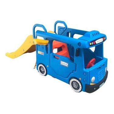 Imagem de Playground Infantil Parquinho 2x1 Ônibus C/ Escorregador Cor Azul - Im