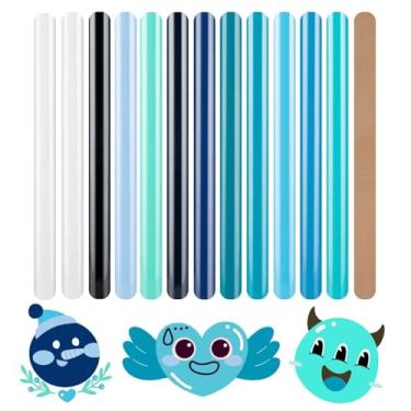 Imagem de HTVRONT Vinil De Transferência Térmica Azul Htv - 13 Folhas Diversos Materiais Para Camisas, Passar A Ferro Em Cricut E Cameo, Camisas Turquesa, 12'' X 10"