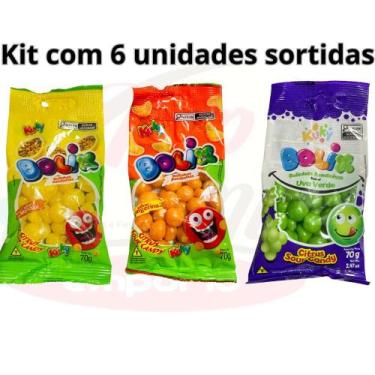 Imagem de Kit com 6 Bala de Goma Bolix Azedinho Sabor Sortido 70g - kuky