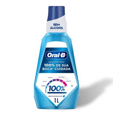 Imagem de Enxaguante Bucal Oral-B 100% Dentes Sensíveis Sem Álcool Sabor de Menta Refrescante 1L