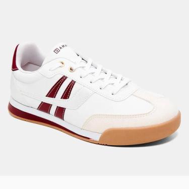 Imagem de Tênis Ramarim Casual Feminino - Branco e Vinho, 37